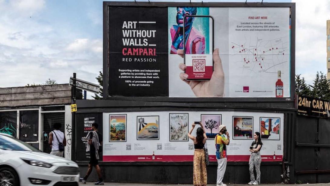 Billboard displaying the Campari Art Without Walls project.