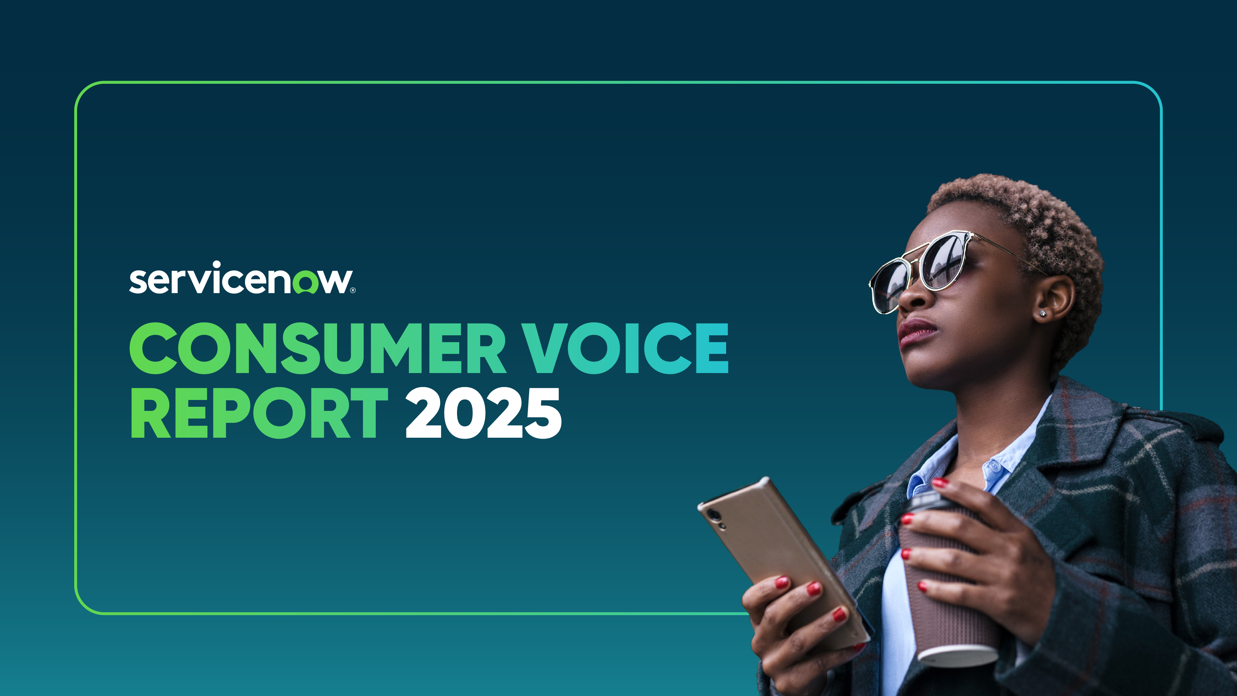 Logo and woman holding a phone