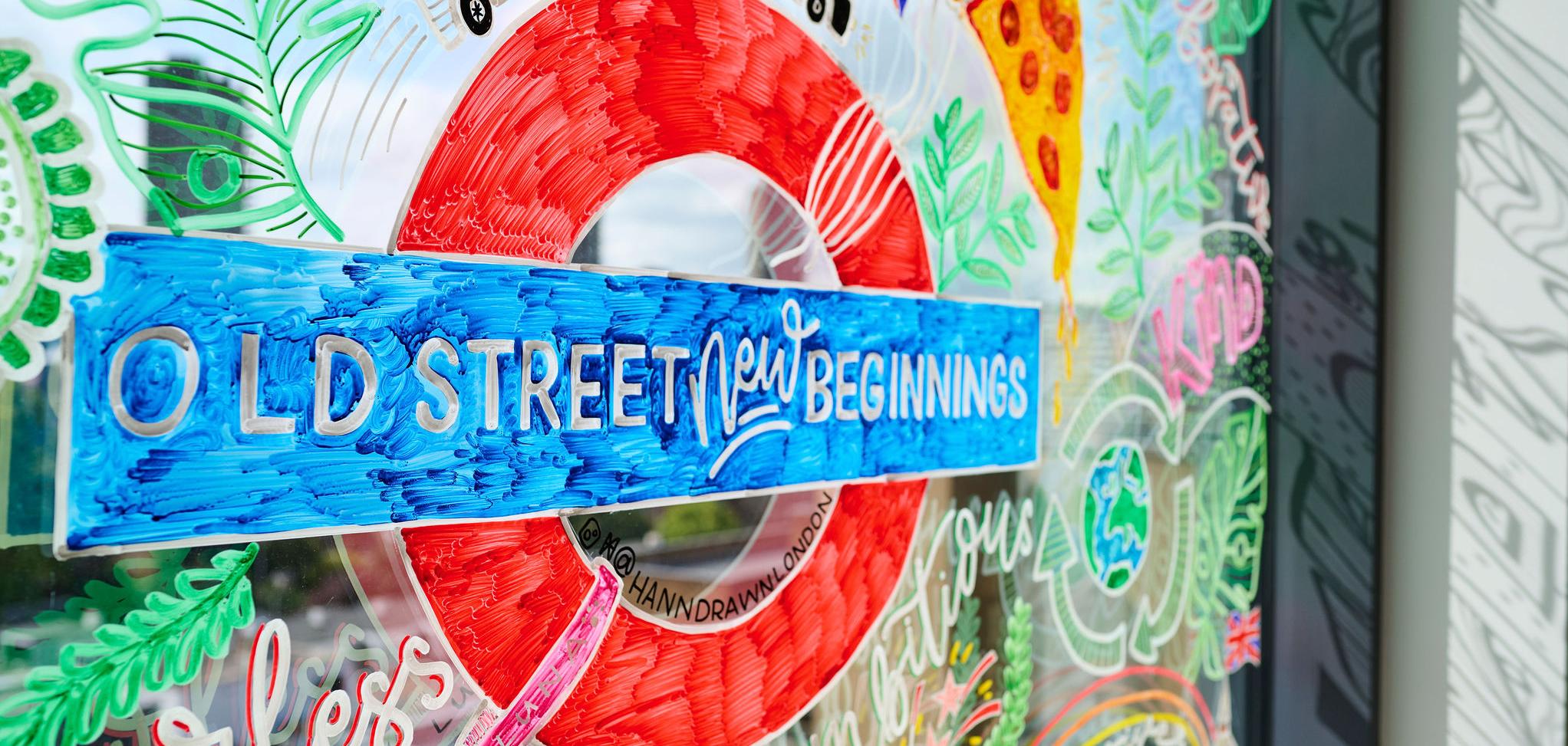 Photo of an artwork depicting the London Underground symbol